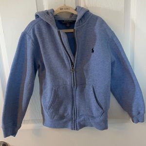 Boys Ralph Lauren Zipper Hoodie, Light Blue